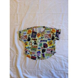 Meow Wolf Graphic T-Shirt XS Green All Over Print Surreal Pop Art Cotton Boxy